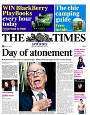 The Times (UK) Newspaper Front Page for 16 July 2011