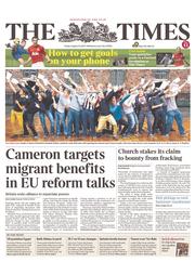 The Times (UK) Newspaper Front Page for 16 August 2013