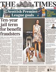 The Times (UK) Newspaper Front Page for 16 September 2013