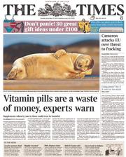 The Times (UK) Newspaper Front Page for 17 December 2013