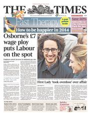The Times (UK) Newspaper Front Page for 17 January 2014
