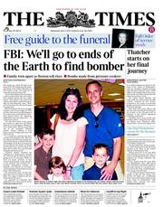 The Times (UK) Newspaper Front Page for 17 April 2013