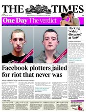The Times (UK) Newspaper Front Page for 17 August 2011