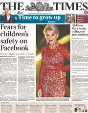 The Times (UK) Newspaper Front Page for 18 October 2013