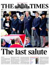 The Times (UK) Newspaper Front Page for 18 April 2013