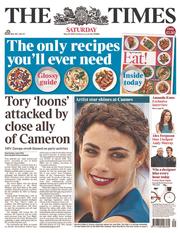The Times (UK) Newspaper Front Page for 18 May 2013