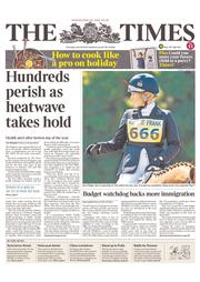 The Times (UK) Newspaper Front Page for 18 July 2013