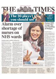 The Times (UK) Newspaper Front Page for 18 September 2013