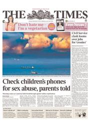 The Times (UK) Newspaper Front Page for 19 November 2013