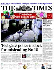 The Times (UK) Newspaper Front Page for 19 December 2012