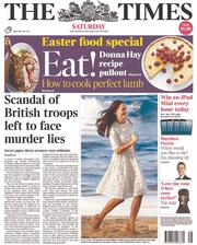 The Times (UK) Newspaper Front Page for 19 April 2014