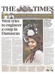 The Times (UK) Newspaper Front Page for 19 June 2013
