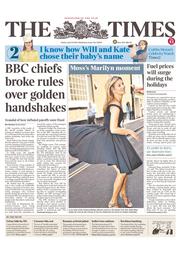 The Times (UK) Newspaper Front Page for 19 July 2013