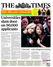 The Times (UK) Newspaper Front Page for 19 August 2011