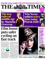 The Times (UK) Newspaper Front Page for 1 December 2012