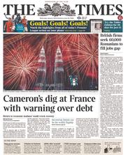 The Times (UK) Newspaper Front Page for 1 January 2014