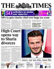The Times (UK) Newspaper Front Page for 1 February 2013