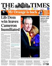 The Times (UK) Newspaper Front Page for 1 March 2013