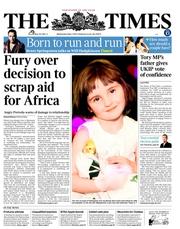 The Times (UK) Newspaper Front Page for 1 May 2013