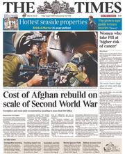 The Times (UK) Newspaper Front Page for 1 August 2014
