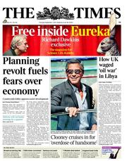 The Times (UK) Newspaper Front Page for 1 September 2011