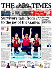 The Times (UK) Newspaper Front Page for 1 September 2012