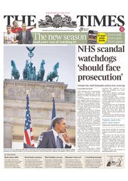 The Times (UK) Newspaper Front Page for 20 June 2013