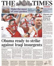 The Times (UK) Newspaper Front Page for 20 June 2014