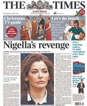 The Times (UK) Newspaper Front Page for 21 December 2013