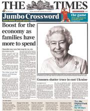 The Times (UK) Newspaper Front Page for 21 April 2014