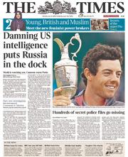 The Times (UK) Newspaper Front Page for 21 July 2014