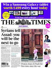 The Times (UK) Newspaper Front Page for 22 October 2011