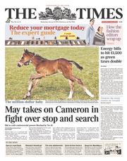 The Times (UK) Newspaper Front Page for 22 January 2014