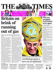 The Times (UK) Newspaper Front Page for 22 March 2013