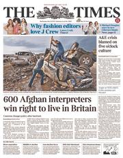 The Times (UK) Newspaper Front Page for 22 May 2013