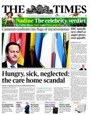The Times (UK) Newspaper Front Page for 23 November 2012
