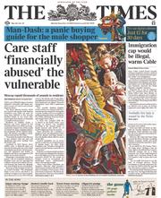 The Times (UK) Newspaper Front Page for 23 December 2013