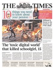 The Times (UK) Newspaper Front Page for 23 January 2014