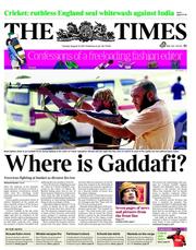The Times (UK) Newspaper Front Page for 23 August 2011