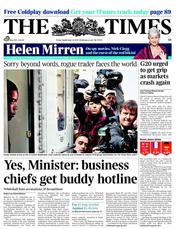 The Times (UK) Newspaper Front Page for 23 September 2011