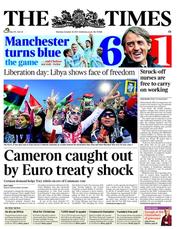 The Times (UK) Newspaper Front Page for 24 October 2011