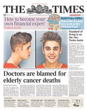 The Times (UK) Newspaper Front Page for 24 January 2014