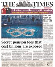 The Times (UK) Newspaper Front Page for 24 February 2014