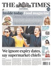 The Times (UK) Newspaper Front Page for 24 May 2014