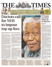 The Times (UK) Newspaper Front Page for 24 June 2013