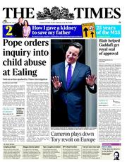 The Times (UK) Newspaper Front Page for 25 October 2011