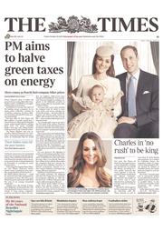 The Times (UK) Newspaper Front Page for 25 October 2013