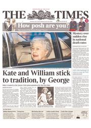 The Times (UK) Newspaper Front Page for 25 July 2013