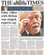 The Times (UK) Newspaper Front Page for 25 August 2014