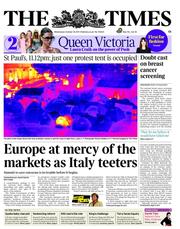 The Times (UK) Newspaper Front Page for 26 October 2011